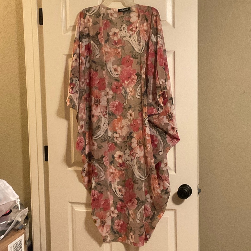 Floral Open Cardigan- Pink and Green